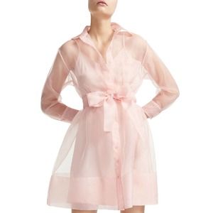 Maje NWT Pink Organza Semi-sheer Shirt Dress 8/10